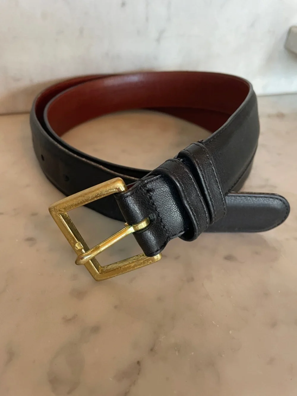 COACH Black Leather Belt 7600 with Brass Buckle Unisex 36